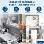 Meuble de Rangement au-dessus des Toilettes, Organisateur de Salle de Bain au-dessus des Toilettes avec Support de Papier et Étagères Réglables, Étagère de Toilettes Gain de Place
