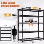 Étagères utilitaires réglables à 5 niveaux, étagères de garage en métal robustes de 907 kg, étagères de rangement, unités d'étagères autoportantes