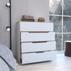 Commode à 4 tiroirs avec tiroirs spacieux et plateau robuste en bois manufacturé
