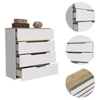 Commode à 4 tiroirs avec tiroirs spacieux et plateau robuste en bois manufacturé