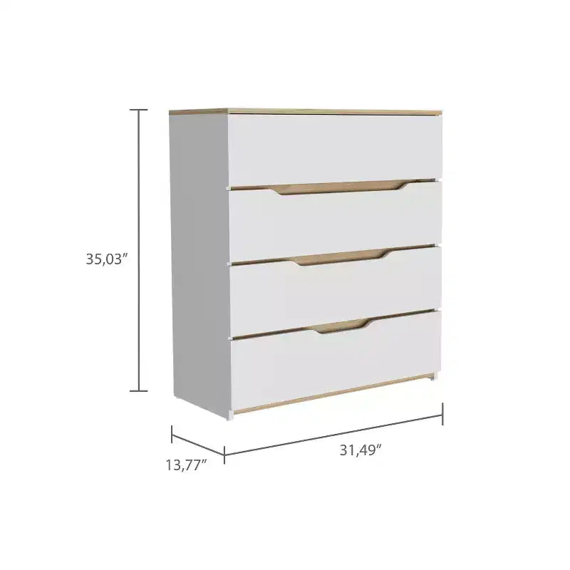 Commode à 4 tiroirs avec tiroirs spacieux et plateau robuste en bois manufacturé