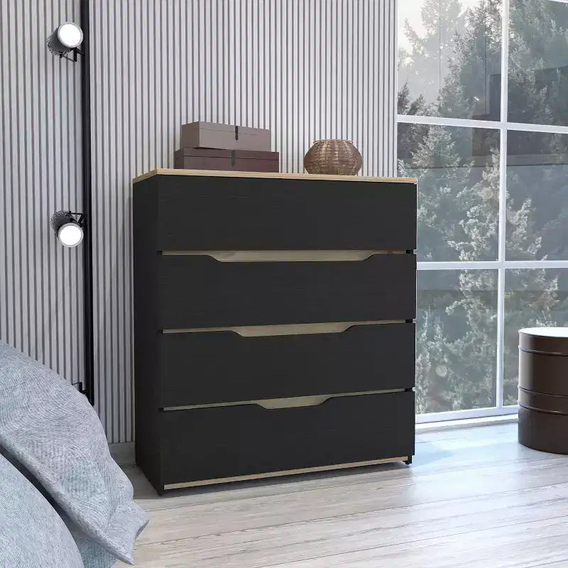 Commode à 4 tiroirs avec tiroirs spacieux et plateau robuste en bois manufacturé