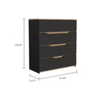 Commode à 4 tiroirs avec tiroirs spacieux et plateau robuste en bois manufacturé