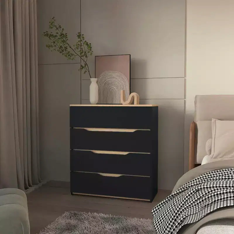 Commode à 4 tiroirs avec tiroirs spacieux et plateau robuste en bois manufacturé