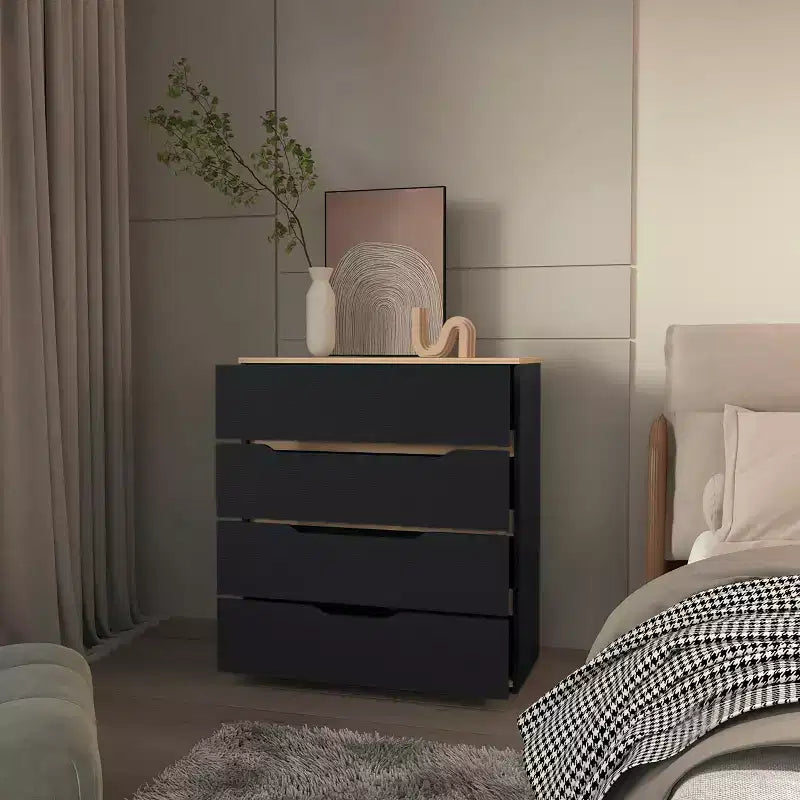 Okak 4-Drawer Dresser Ample Storage with Spacious Drawers, Sturdy Manufactured Wood, Superior Top for Versatile Home Spaces