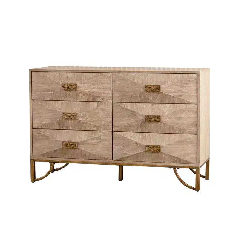 Okak Light Wood 6-Drawer Dresser & Chest Modern Design with Smooth Sliding Drawers for Living Room/Bedroom/Entryway Storage