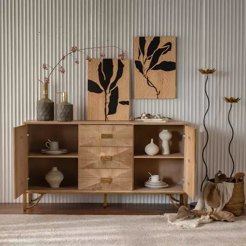 Commode et chiffonnier en bois clair à 6 tiroirs avec tiroirs coulissants fluides