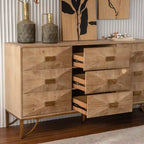 Commode et chiffonnier en bois clair à 6 tiroirs avec tiroirs coulissants fluides