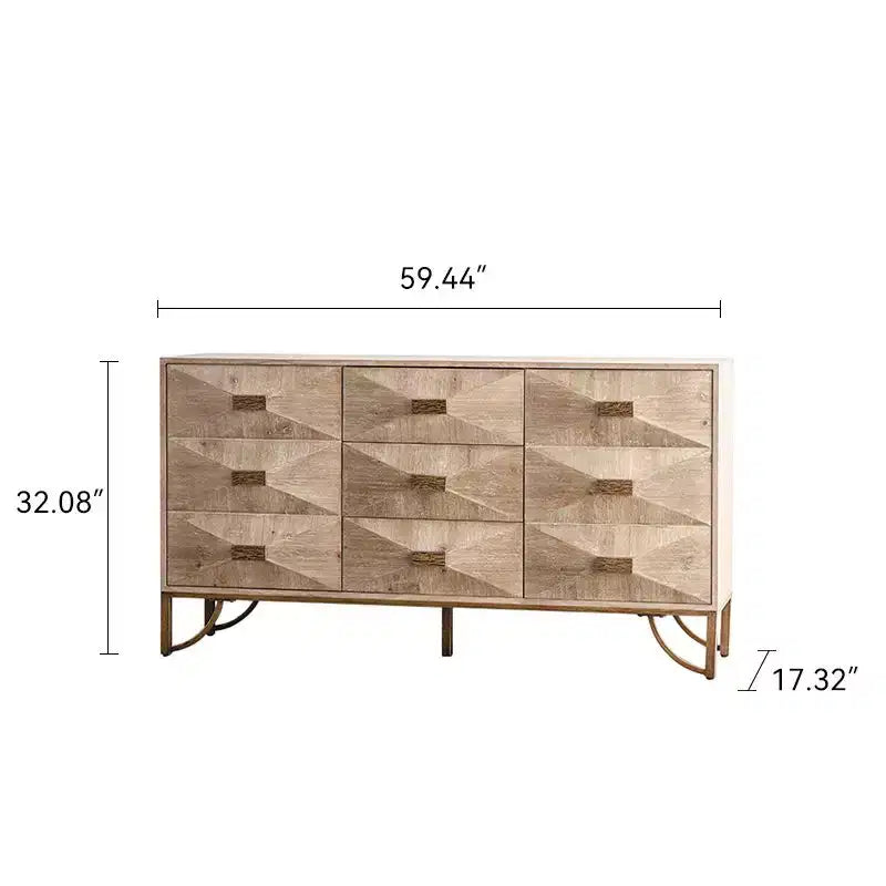 Commode et chiffonnier en bois clair à 6 tiroirs avec tiroirs coulissants fluides