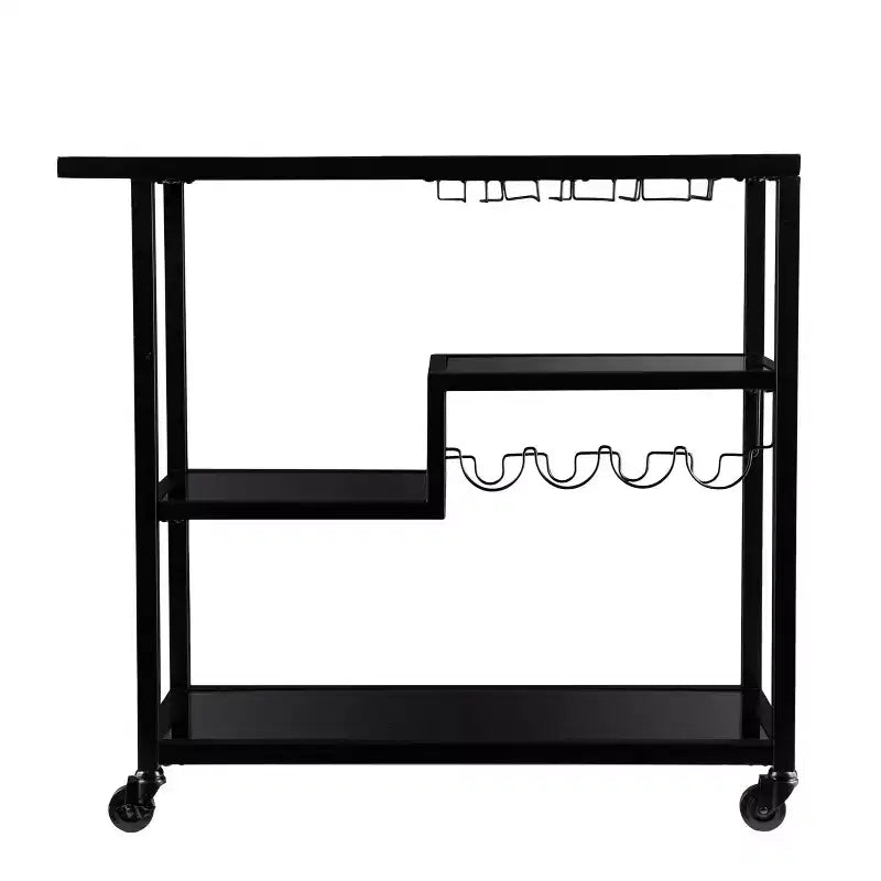 Holly & Martin Zephs Bar Cart - Black with Smoked Mirror - SEI