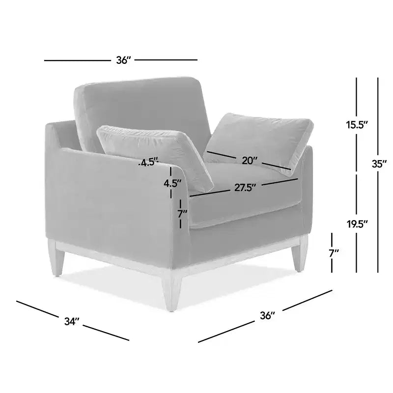 Fauteuil d'appoint moderne 36" de style ferme, blanc lin