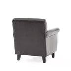 Fauteuil club contemporain capitonné en cuir reconstitué avec accoudoirs arrondis