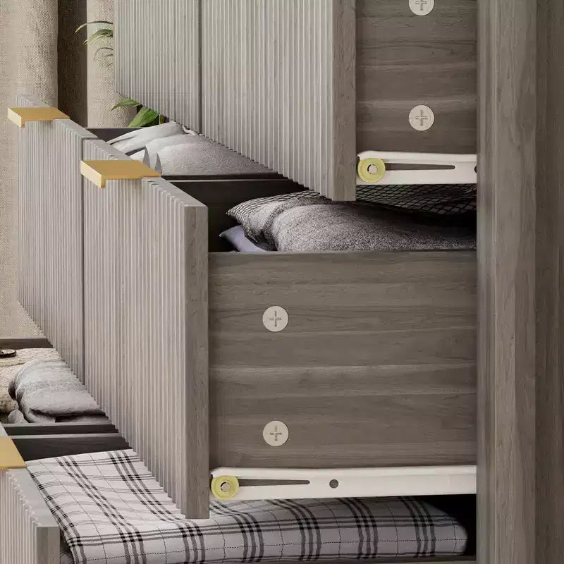 Commode à 6 tiroirs pour chambre à coucher, commode de style rustique avec 2 étagères ouvertes et portes cannelées pour salon, entrée