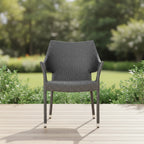 Fauteuil empilable en rotin PE gris, résistant aux intempéries, peu encombrant pour le patio