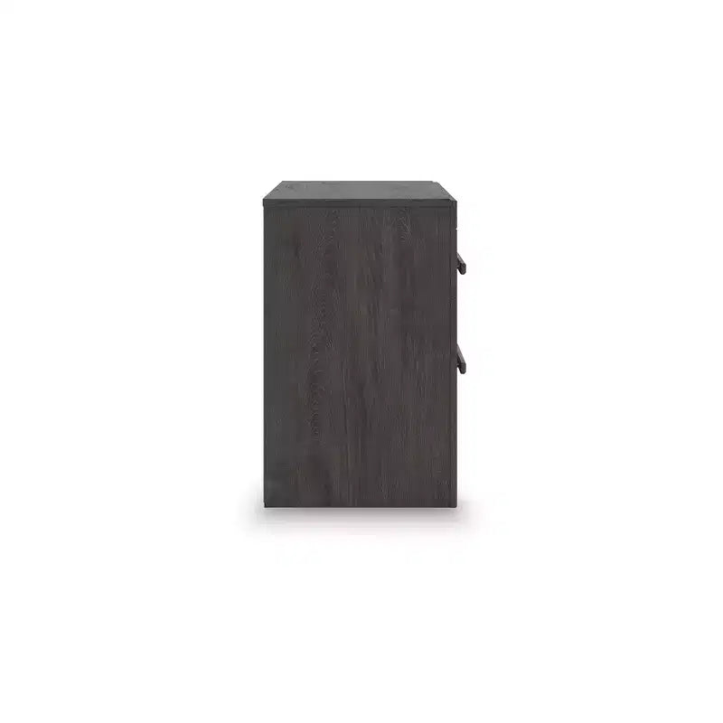 Table de chevet 2 tiroirs avec tiroirs coulissants fluides, finition anthracite