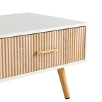 Table basse rectangulaire blanche avec tiroir coulissant pour rangement