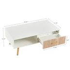 Table basse rectangulaire blanche avec tiroir coulissant pour rangement