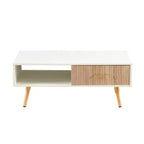 Table basse rectangulaire blanche avec tiroir coulissant pour rangement