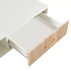Table basse rectangulaire blanche avec tiroir coulissant pour rangement