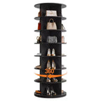GustoWave 7 Tier Rotating Shoe Rack Tower, Free Standing Spinning Shoes Organizer, 360Revolving Vertical Shoe Display, Round Shoes Storage Rack