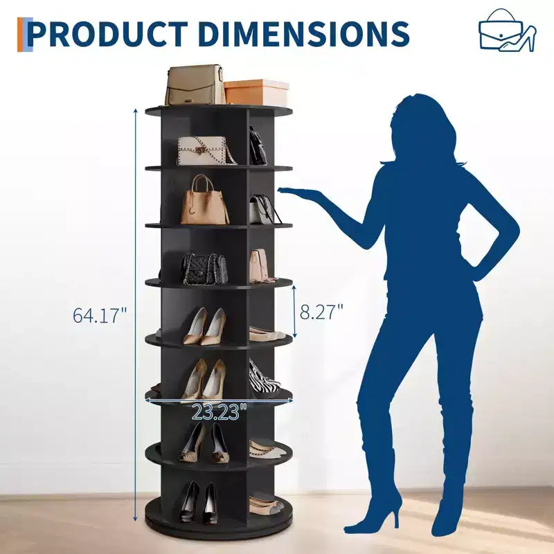 Tour à chaussures rotative à 360° à 7 niveaux, peut contenir 42 paires, autoportante