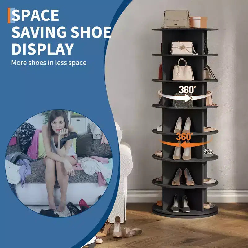 Tour à chaussures rotative à 360° à 7 niveaux, peut contenir 42 paires, autoportante