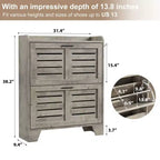 Meuble de rangement pour chaussures fin avec 2 tiroirs basculants et crochets pour l'entrée, le couloir ou le garage