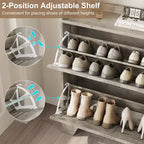 Meuble de rangement pour chaussures fin avec 2 tiroirs basculants et crochets pour l'entrée, le couloir ou le garage