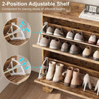 Meuble de rangement pour chaussures fin avec 2 tiroirs basculants et crochets pour l'entrée, le couloir ou le garage