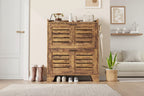 Meuble de rangement pour chaussures fin avec 2 tiroirs basculants et crochets pour l'entrée, le couloir ou le garage