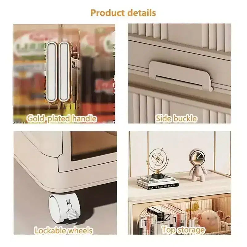 Bacs de rangement pliables à 3, 4 ou 5 niveaux, armoire de rangement pliable avec porte magnétique, roulettes verrouillables, conteneurs de rangement empilables